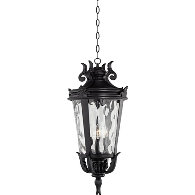 John Timberland Casa Marseille Rustic Outdoor Hanging Light Black Scroll 26 1/4" Clear Water Glass Damp Rated For Post Exterior Barn Deck House Porch 4 John Timberland Casa Marseille Rustic Outdoor Hanging Light Black Scroll 26 1/4" Clear Water Glass Damp Rated For Post Exterior Barn Deck House Porch - Image 2