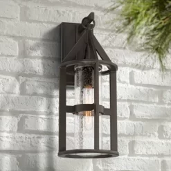 John Timberland Argentine Modern Industrial Outdoor Wall Light Fixture Bronze Metal 21" Clear Seedy Glass For Post Exterior Barn Deck House Porch Yard