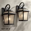 John Timberland Mosconi Rustic Outdoor Wall Lights Fixture Set Of 2 Textured Black 15" Clear Seedy Glass For Post Exterior Barn Deck House Porch Yard