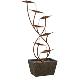 John Timberland Ashton Curved Leaves Modern Cascading Outdoor Floor Water Fountain 41" For Yard Garden Patio Home Deck Porch House Exterior Balcony -John Timberland GUEST 658d7d8e 697a 4937 9e39 e1018e244f95