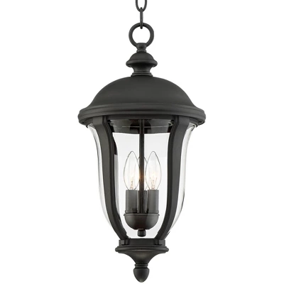 John Timberland Park Sienna Vintage Outdoor Hanging Light Black Metal 20" Clear Glass For Post Exterior Barn Deck House Porch Yard Patio Home Outside 4 John Timberland Park Sienna Vintage Outdoor Hanging Light Black Metal 20" Clear Glass For Post Exterior Barn Deck House Porch Yard Patio Home Outside - Image 2