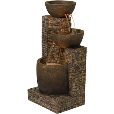 John Timberland Outdoor Floor Water Fountain Three Bowl Floor Cascade 35" For Yard Garden Lawn 8 John Timberland Outdoor Floor Water Fountain Three Bowl Floor Cascade 35" For Yard Garden Lawn - Image 6