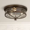 John Timberland Beverly Drive Rustic Flush Mount Outdoor Ceiling Light Bronze 7" Clear Seedy Glass For Post Exterior Barn Deck House Porch Yard Patio