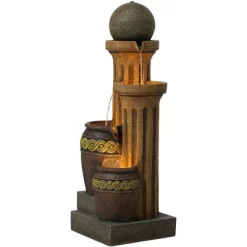 John Timberland Sphere Jugs And Column Rustic Cascading Outdoor Floor Water Fountain With LED Light 50" For Yard Garden Patio Home Deck Porch House -John Timberland GUEST 6dddcb5b 1a39 4a85 a1e3 2838a9363d2c