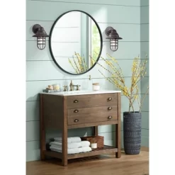 John Timberland Marlowe Industrial Outdoor Wall Light Fixture Galvanized Hooded Cage 13 1/4" Clear Glass For Post Exterior Barn Deck House Porch Yard -John Timberland GUEST 720572e0 62b2 4bfc b907 5fa7986b2472