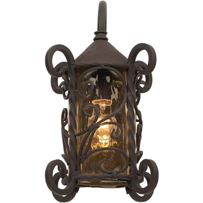 John Timberland Casa Seville Vintage Rustic Outdoor Wall Light Fixture Dark Walnut Scroll 13 1/4" Champagne Hammered Glass For Post Exterior Barn Deck 8 John Timberland Casa Seville Vintage Rustic Outdoor Wall Light Fixture Dark Walnut Scroll 13 1/4" Champagne Hammered Glass For Post Exterior Barn Deck - Image 6