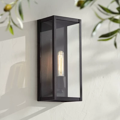 John Timberland Modern Industrial Outdoor Wall Light Fixture Sand Black 14 1/4" Clear Glass For Exterior House Porch Patio Outside 3 John Timberland Modern Industrial Outdoor Wall Light Fixture Sand Black 14 1/4" Clear Glass For Exterior House Porch Patio Outside
