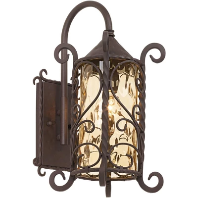John Timberland Casa Seville Vintage Rustic Outdoor Wall Light Fixture Dark Walnut Scroll 18 1/2" Champagne Hammered Glass For Post Exterior Barn Deck 8 John Timberland Casa Seville Vintage Rustic Outdoor Wall Light Fixture Dark Walnut Scroll 18 1/2" Champagne Hammered Glass For Post Exterior Barn Deck - Image 6