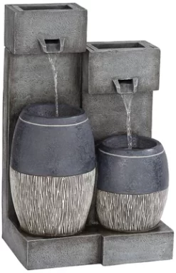 John Timberland Mendit Rustic Cascading 2-Jar Outdoor Wall Floor Water Fountain With LED Light 29" For Yard Garden Patio Home Deck Lawn -John Timberland GUEST 7435927e 4139 400e 96a8 a9f34d4d61ab