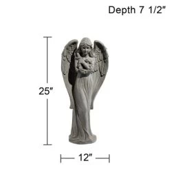 John Timberland Standing Angel Statue Sculpture English Decor Indoor Outdoor Garden Front Porch Patio Yard Outside Faux Greystone Ceramic 25" Tall -John Timberland GUEST 75821bce 60db 442b 881a 0132da36b510