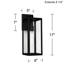 John Timberland Titan Modern Outdoor Wall Light Fixtures Set Of 2 Mystic Black Rectangular Frame 17" Clear Glass For Post Exterior Barn -John Timberland GUEST 7688985c 0ed1 4e86 af52 74428e1347bd