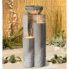 John Timberland Bowl And Pillar Modern Zen Cascading Outdoor Floor Water Fountain With LED Light 34 1/2" For Yard Garden Patio Home Deck Porch House -John Timberland GUEST 76dc7536 b907 4fab abd4 4ba60e47f48b