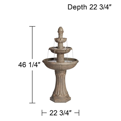 John Timberland Farron Rustic 3 Tier Basin Outdoor Floor Water Fountain With LED Light 46" For Yard Garden Patio Home Deck Porch Exterior Balcony Roof 10 John Timberland Farron Rustic 3 Tier Basin Outdoor Floor Water Fountain With LED Light 46" For Yard Garden Patio Home Deck Porch Exterior Balcony Roof - Image 8