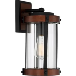 John Timberland Stan Industrial Outdoor Wall Light Fixture Dark Faux Wood Black 13 1/2" Clear Glass For Post Exterior Barn Deck House Porch Yard Patio -John Timberland GUEST 785be7a5 50bc 4609 b569 f8939c8b8dde