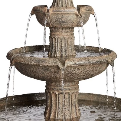 John Timberland Farron Rustic 3 Tier Basin Outdoor Floor Water Fountain With LED Light 46" For Yard Garden Patio Home Deck Porch Exterior Balcony Roof 4 John Timberland Farron Rustic 3 Tier Basin Outdoor Floor Water Fountain With LED Light 46" For Yard Garden Patio Home Deck Porch Exterior Balcony Roof - Image 2