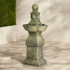 John Timberland 21 John Timberland Tuscan Garden Pedestal Rustic Bubbler Outdoor Floor Water Fountain 54" For Yard Garden Patio Home Deck Porch House Exterior Balcony