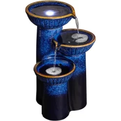John Timberland Modern Outdoor Floor Water Fountain With Light LED 26 3/4" High Cascading Bowls For Yard Garden Patio Deck -John Timberland GUEST 7cfc7a8a a282 4f2a a75b 8911d7aa2a12