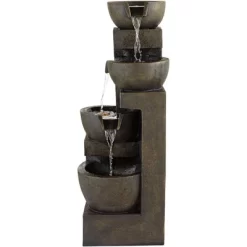 John Timberland Outdoor Floor Water Fountain With Light LED 41 1/2" High Cascading Bowls For Yard Garden Patio Deck Home -John Timberland GUEST 7d4d752a 1bd7 4fa0 9752 66532a73518a