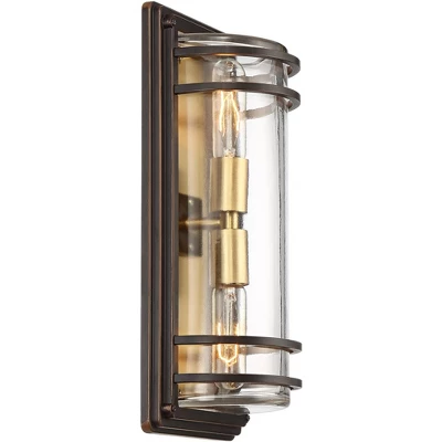 John Timberland Habitat Modern Outdoor Wall Light Fixture Bronze Warm Brass 16" Clear Glass For Post Exterior Barn Deck House Porch Yard Patio Home 7 John Timberland Habitat Modern Outdoor Wall Light Fixture Bronze Warm Brass 16" Clear Glass For Post Exterior Barn Deck House Porch Yard Patio Home - Image 5