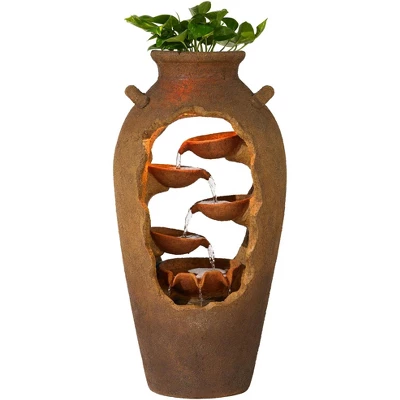 John Timberland Cascade Rustic Asian Planter Urn Outdoor Floor Water Fountain With LED Light 33" For Yard Garden Patio Home Deck Porch Exterior House 6 John Timberland Cascade Rustic Asian Planter Urn Outdoor Floor Water Fountain With LED Light 33" For Yard Garden Patio Home Deck Porch Exterior House - Image 5