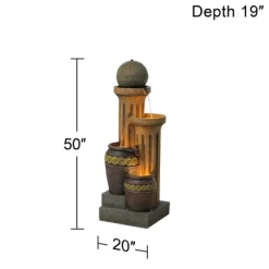 John Timberland Sphere Jugs And Column Rustic Cascading Outdoor Floor Water Fountain With LED Light 50" For Yard Garden Patio Home Deck Porch House -John Timberland GUEST 8023590d 2aab 42d8 a98b 5377911fc18e
