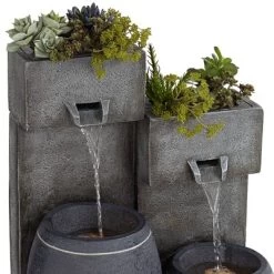 John Timberland Mendit Rustic Cascading 2-Jar Outdoor Wall Floor Water Fountain With LED Light 29" For Yard Garden Patio Home Deck Lawn -John Timberland GUEST 80ca966c 69be 4ab8 b51c 133507e440c0
