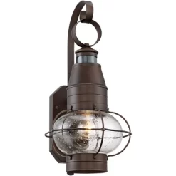 John Timberland Galt Rustic Outdoor Wall Light Fixture Oil Rubbed Bronze Motion Sensor Dusk To Dawn 19 3/4" Clear Seedy Glass For Post Exterior Barn -John Timberland GUEST 80e22194 c338 4118 a5d3 2c5af696f861