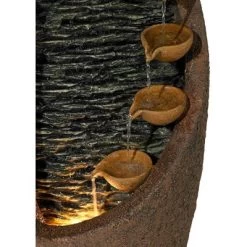 John Timberland Modern Rustic Outdoor Floor Water Fountain With Light LED 34 1/2" High Cascading For Yard Garden Patio Deck -John Timberland GUEST 82298b8a f6e2 494d 8532 379a4f861e04