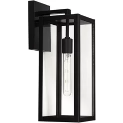 John Timberland Titan Modern Outdoor Wall Light Fixtures Set Of 2 Mystic Black Rectangular Frame 17" Clear Glass For Post Exterior Barn -John Timberland GUEST 837ddb37 32d4 48ab 931a d909d909fcd2