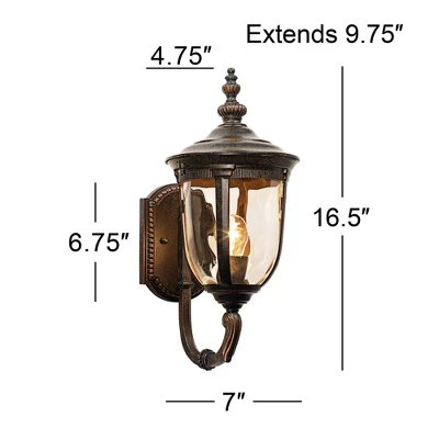 John Timberland Bellagio Vintage Rustic Outdoor Wall Light Fixture Veranda Bronze Upbridge 16 1/2" Champagne Glass For Post Exterior Barn Deck House 7 John Timberland Bellagio Vintage Rustic Outdoor Wall Light Fixture Veranda Bronze Upbridge 16 1/2" Champagne Glass For Post Exterior Barn Deck House - Image 5