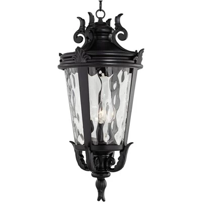 John Timberland Casa Marseille Rustic Outdoor Hanging Light Black Scroll 26 1/4" Clear Water Glass Damp Rated For Post Exterior Barn Deck House Porch 6 John Timberland Casa Marseille Rustic Outdoor Hanging Light Black Scroll 26 1/4" Clear Water Glass Damp Rated For Post Exterior Barn Deck House Porch - Image 4