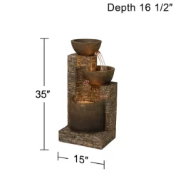 John Timberland Outdoor Floor Water Fountain Three Bowl Floor Cascade 35" For Yard Garden Lawn 14 John Timberland Outdoor Floor Water Fountain Three Bowl Floor Cascade 35" For Yard Garden Lawn -John Timberland GUEST 85a47b88 79d3 4541 964f 2db771dea567