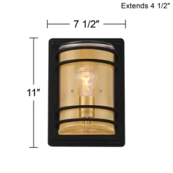 John Timberland Habitat Modern Industrial Outdoor Wall Light Fixture Black Brass 11" Clear Glass For Post Exterior Barn Deck House Porch Yard Patio -John Timberland GUEST 87867018 9335 438e 8146 53e56ea9ea0d