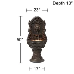 John Timberland Imperial Lion Acanthus Rustic Outdoor Floor Wall Water Fountain With LED Light 50" For Yard Garden Patio Home Deck Porch House Balcony -John Timberland GUEST 87a10bee e796 4fd3 9e5e b2df1812564e