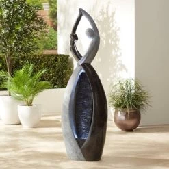 John Timberland Dancing Couple Modern Outdoor Floor Water Fountain With LED Light 57" For Yard Garden Patio Home Deck Porch Exterior Balcony Roof