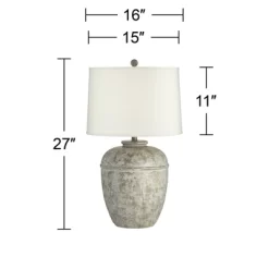 John Timberland Otero Rustic Table Lamp Southwest 27" Tall Faux Mottled Stone Cream Linen Drum Shade For Bedroom Living Room Bedside Nightstand Kids -John Timberland GUEST 87d04279 62f9 4f59 844e 648b64f97736