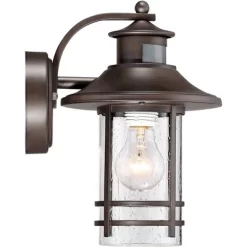 John Timberland Galt Outdoor Mission Wall Light Fixture Oil Rubbed Bronze Motion Sensor Dusk To Dawn 11 1/4" Seedy Glass For Post Exterior Barn Deck -John Timberland GUEST 8816ae46 4f4f 412c aedf ae0040bfd1f6