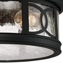 John Timberland Flush Mount Outdoor Ceiling Light Fixture Black 12" Seedy Glass For Exterior House Porch -John Timberland GUEST 88f1b19f ae4b 4bce b070 db1fb9500b77