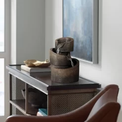 John Timberland Rustic Modern Zen Indoor Tabletop Water Fountain 9 3/4" High Cascading Table Desk Office Home Bedroom Relaxation -John Timberland GUEST 8916edd1 7bb8 4f2f 9fc6 6096bc25b196