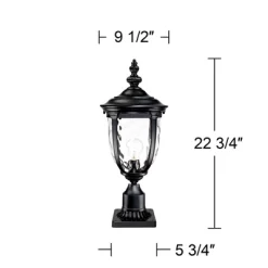 John Timberland Bellagio Rustic Post Light Textured Black With Pier Mount 22 3/4" Hammered Glass For Exterior Light Barn Deck House Porch Yard Patio -John Timberland GUEST 896799dd 1178 4090 a35e a28b354f16e4
