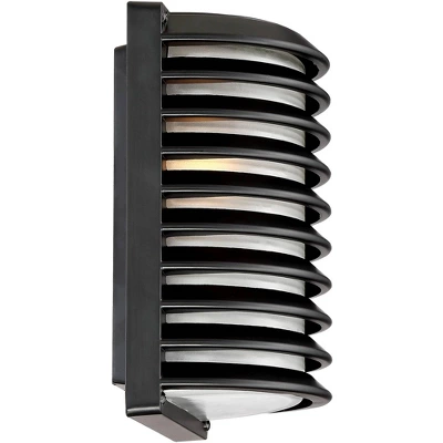 John Timberland Modern Outdoor Wall Light Fixtures Set Of 2 Black Grid 10" Frosted Glass For Post Exterior Barn Deck House Porch Yard Posts Patio Home 7 John Timberland Modern Outdoor Wall Light Fixtures Set Of 2 Black Grid 10" Frosted Glass For Post Exterior Barn Deck House Porch Yard Posts Patio Home - Image 5