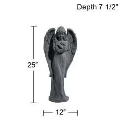 John Timberland Standing Angel Statue Sculpture English Decor Indoor Outdoor Garden Front Porch Patio Yard Outside Faux Greystone Ceramic 25" Tall -John Timberland GUEST 89f2a280 0012 4c2e aa61 229730616587