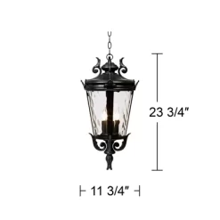 John Timberland Casa Marseille Rustic Outdoor Hanging Light Textured Black 23 3/4" Clear Hammered Glass For Post Exterior Barn Deck House Porch Yard -John Timberland GUEST 8a1ceac6 7905 4be9 b567 00db021452f3