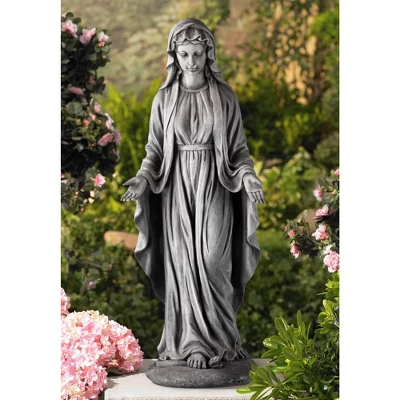 John Timberland Virgin Mary Statue Sculpture Decor Outdoor Garden Front Porch Patio Yard Outside Home Balcony Gray Stone Finish Ceramic 29" Tall 3 John Timberland Virgin Mary Statue Sculpture Decor Outdoor Garden Front Porch Patio Yard Outside Home Balcony Gray Stone Finish Ceramic 29" Tall