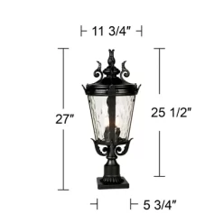 John Timberland Casa Marseille Vintage Outdoor Post Light Textured Black With Pier Mount 29" Clear Hammered Glass For Exterior Barn Deck House Porch -John Timberland GUEST 8adc13a7 463d 4822 997a c2b7a197005d