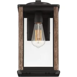 John Timberland Wordsworth Field Rustic Farmhouse Outdoor Wall Light Fixture Dark Bronze Wood Grain 14 1/4" Clear Glass Panels For Post Exterior Deck -John Timberland GUEST 8e7e68fb 154d 448b a18b 4b3f8801e95f