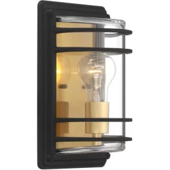John Timberland Habitat Modern Industrial Outdoor Wall Light Fixture Black Brass 11" Clear Glass For Post Exterior Barn Deck House Porch Yard Patio -John Timberland GUEST 8f563dc5 09f7 480e 8a87 2c4876c515d2