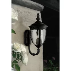 John Timberland Bellagio Vintage Rustic Outdoor Wall Light Fixture Textured Black Upbridge 21" Clear Hammered Glass For Post Exterior Barn Deck House -John Timberland GUEST 9171678a 83b7 4e4a bc35 8650287c8d71