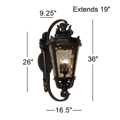 John Timberland Casa Marseille Rustic Outdoor Wall Light Fixture Veranda Bronze Ornate Scroll 36" Champagne Hammered Glass For Post Exterior Barn Deck 7 John Timberland Casa Marseille Rustic Outdoor Wall Light Fixture Veranda Bronze Ornate Scroll 36" Champagne Hammered Glass For Post Exterior Barn Deck - Image 5