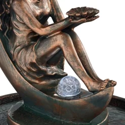 John Timberland Crescent Moon Modern Bubbler Outdoor Floor Water Fountain With LED Light 34" For Yard Garden Patio Home Deck Porch Exterior Balcony -John Timberland GUEST 9342d357 5d82 4738 aa9f 534f1b6a63bf